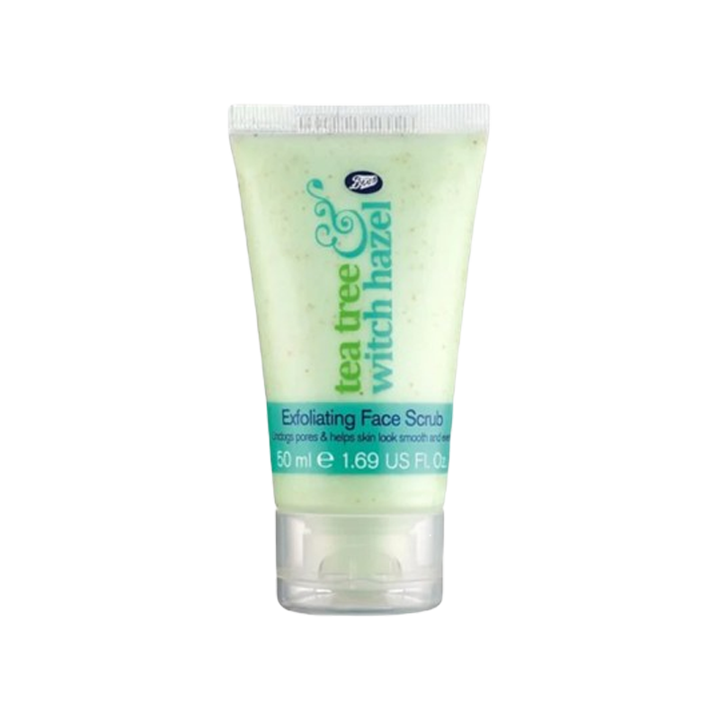 Boots Face Scrub Tea Tree & Witch Hazel Exfoliating 50ml