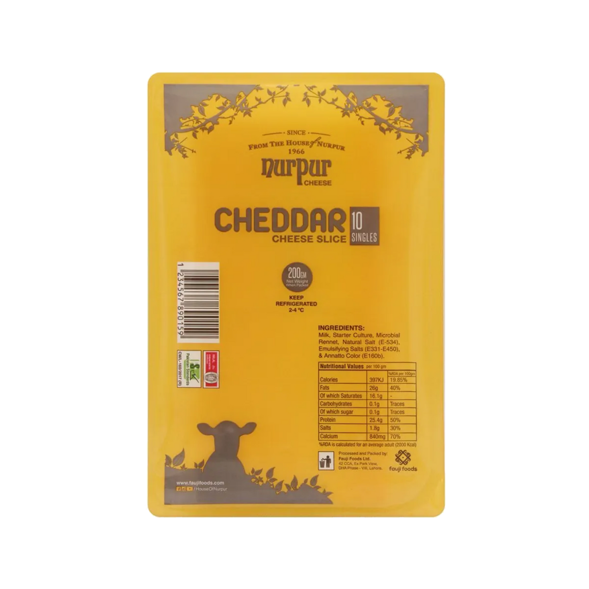 Nurpur Cheddar Cheese Slice 200G