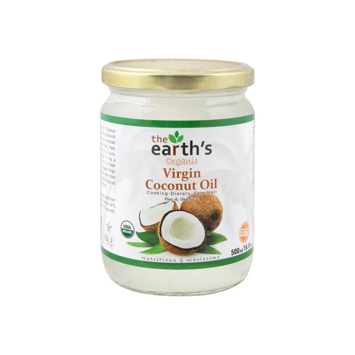 The Earths Organic Virgin Coconut Oil 500ml