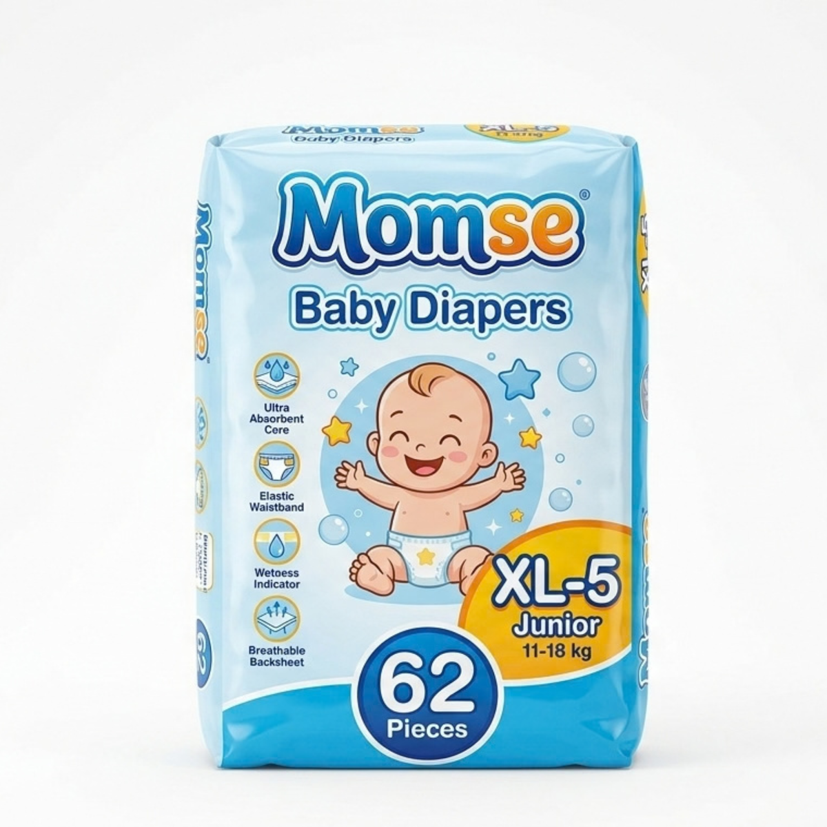 Momse Baby Diapers XL-5 Juinor 62 Pieces