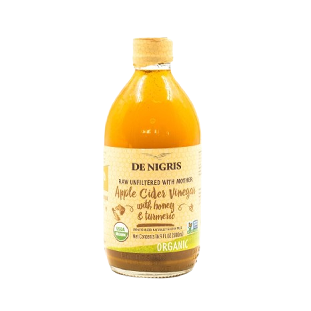De Nigris Organic Vinegar, Apple Cider Honey Turmeric 500ml