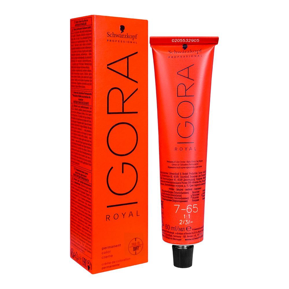 Schwarzkopf Professional IGORA Royal Permanent Hair Color - 7-65 Medium Blonde Chocolate Gold (60ml)