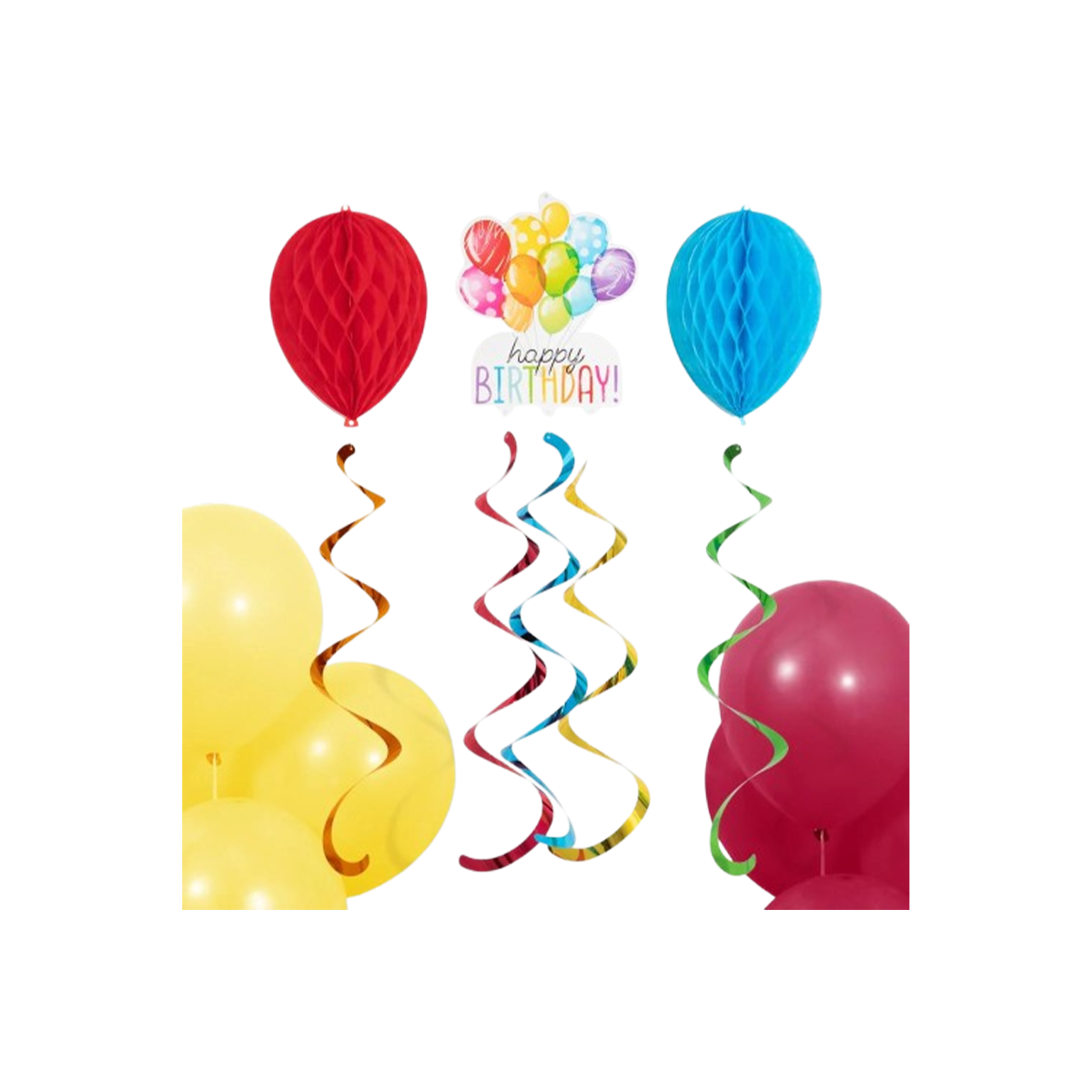 Happy Birthday Hanging Decoration Paper Balloons 3/ct