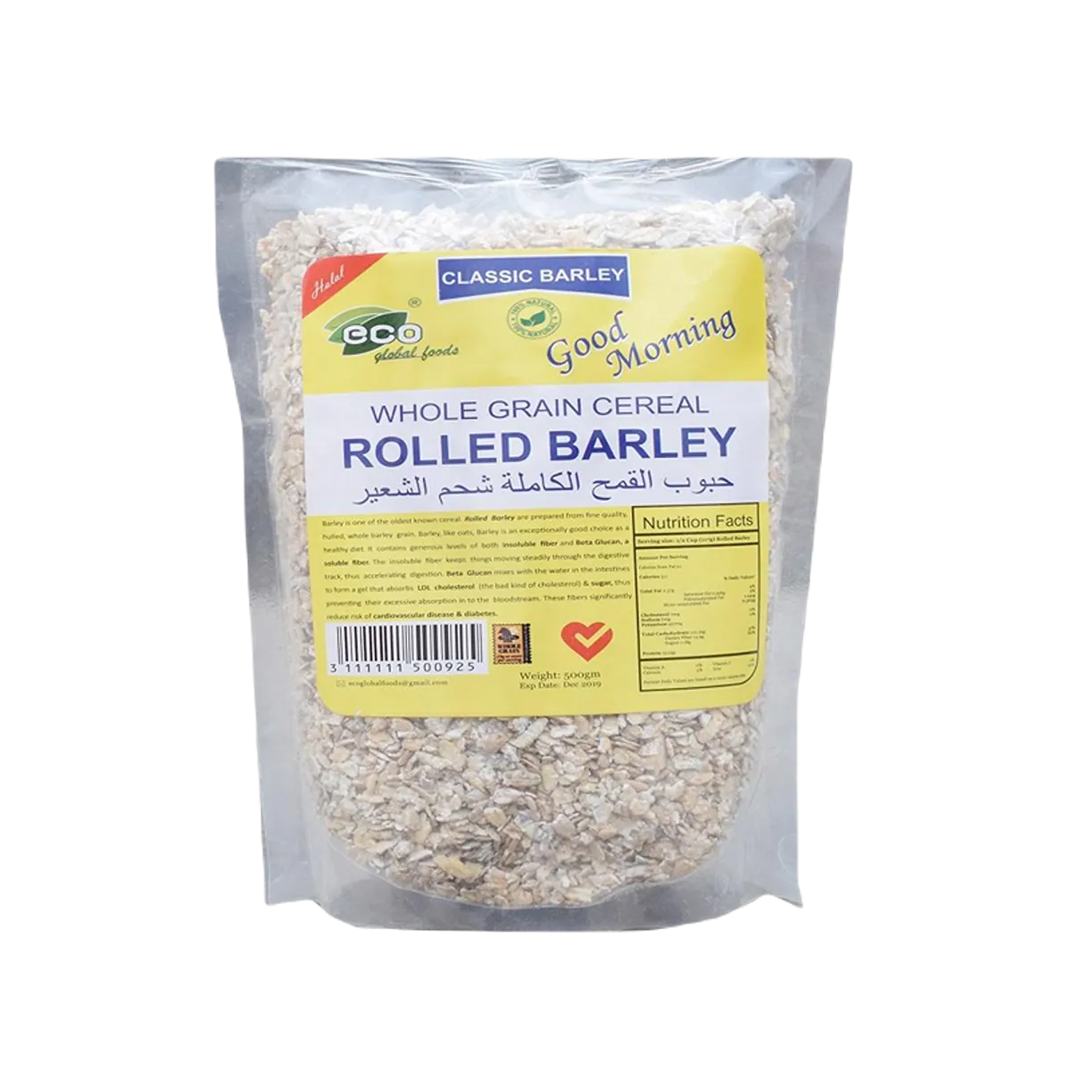 Eco Food Whole Grain Rolled Barley 500g