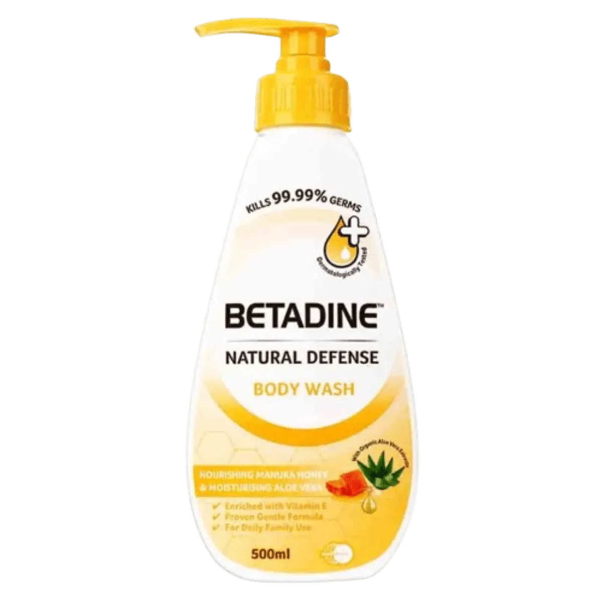 Betadine Natural Defense Body Wash Honey & Aloe Vera 500ml