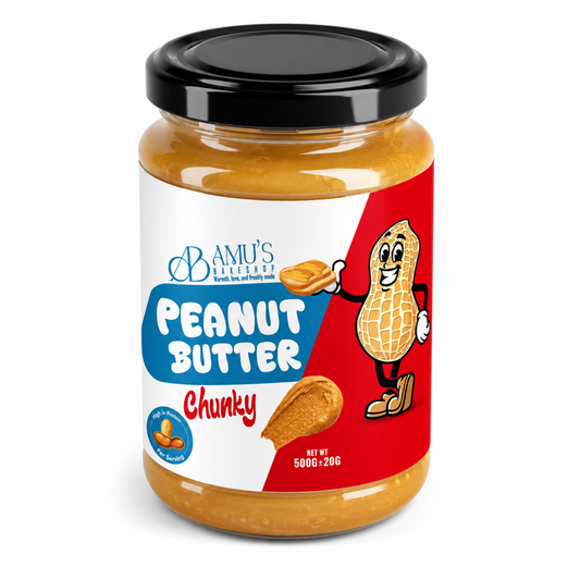 Amus Peanut Butter No Added Sugar Chunky 500g