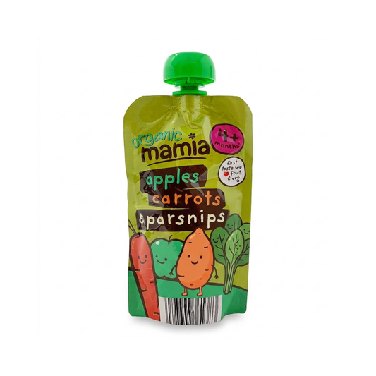 Mamia Organic Apples Carrots Parsnips Baby Food 6+ Months 120g