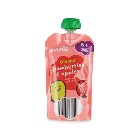 Mamia Organic Strawberries & Apples Fruit Pouch 120g