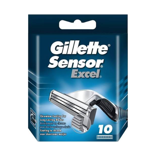 Gillette Sensor Excel Razor Blades, 10 Pcs