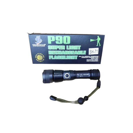 P90 Super Light Rechargeable Flashlight Aluminum Alloy Zoomable