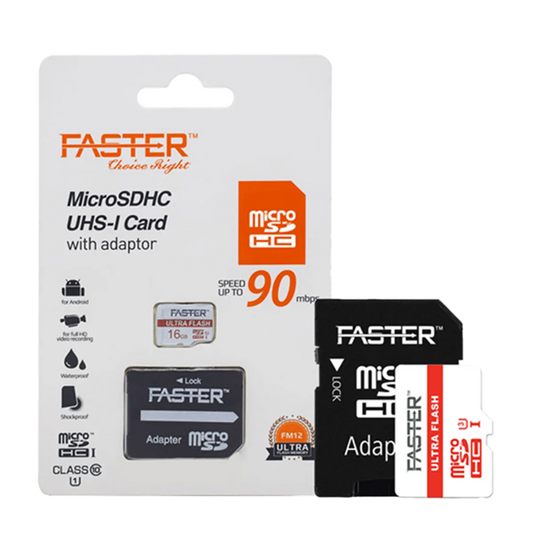 Faster Micro SDHC UHS-1 Card 16Gb
