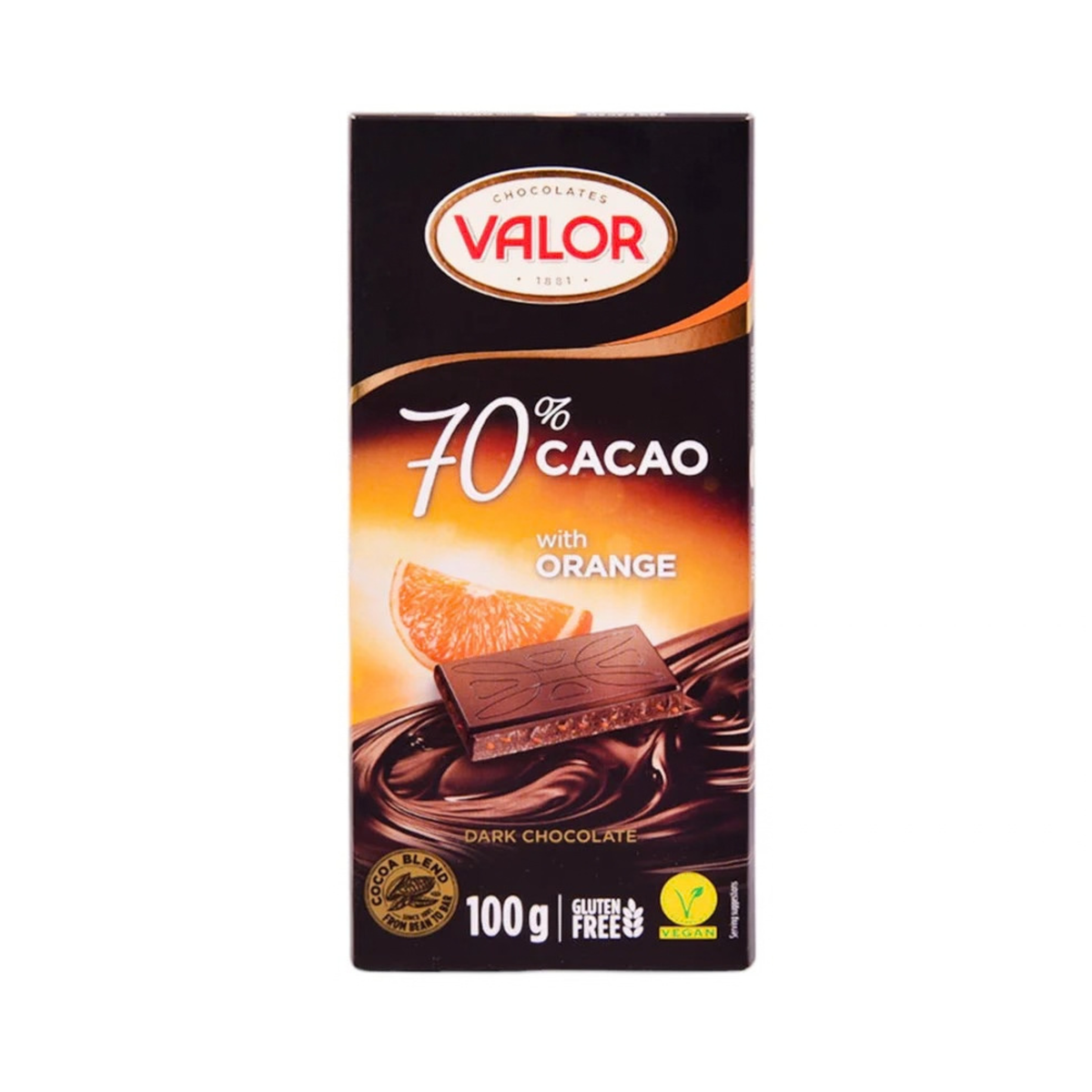 Valor Orange Chocolate 70% 100g