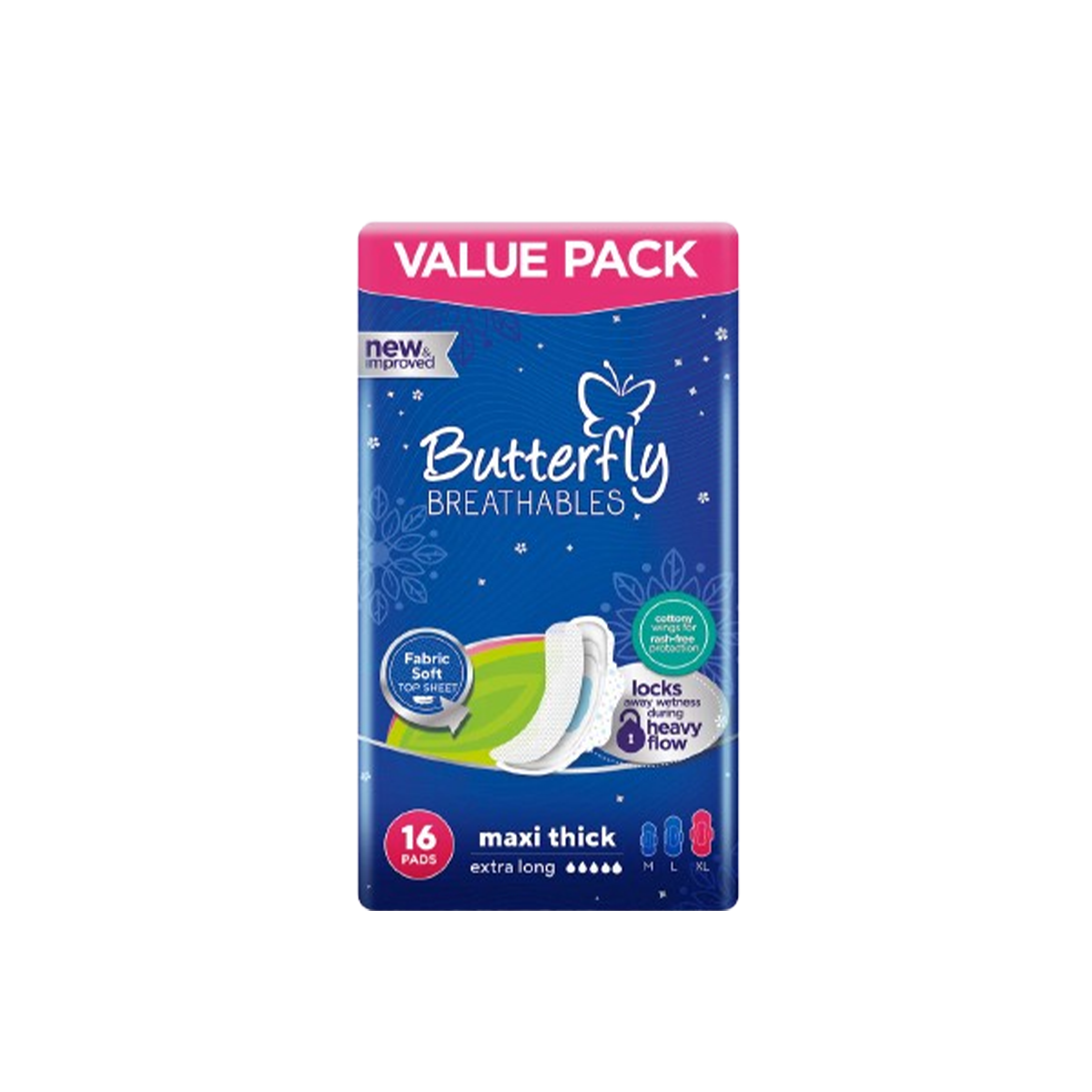 Butterfly Cotton Maxi Thick Extra Long 16Pads