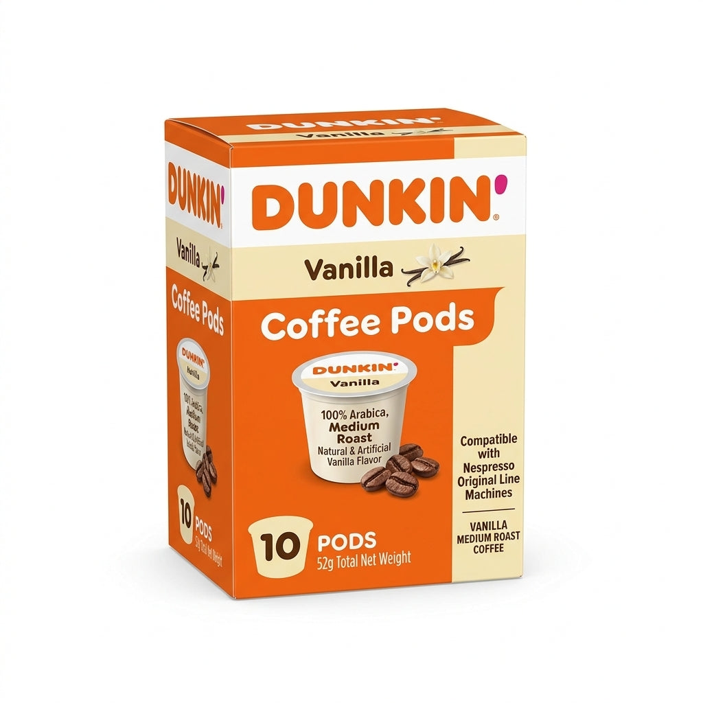 Dunkin Coffee Pods 100% Arabica Vanilla 10Pcs 52g