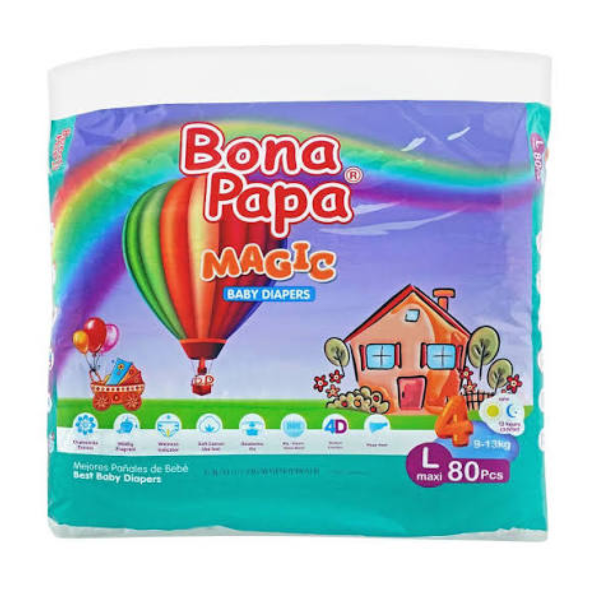 Bona Papa Baby Diapers Magic Maxi Large No.4 80 Pcs