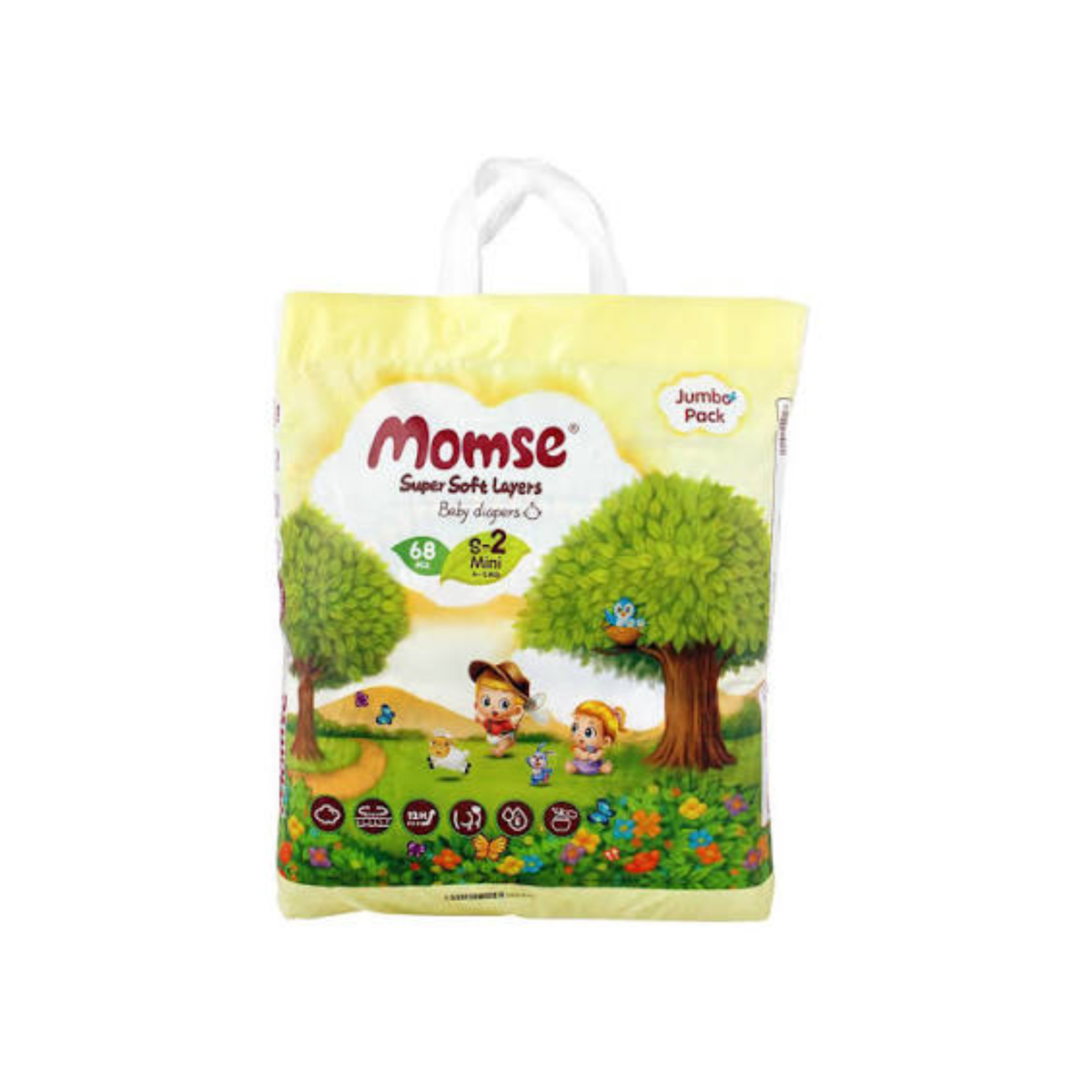 Momse Baby Diaper Mega Small Size 4-8 Kg 68pcs