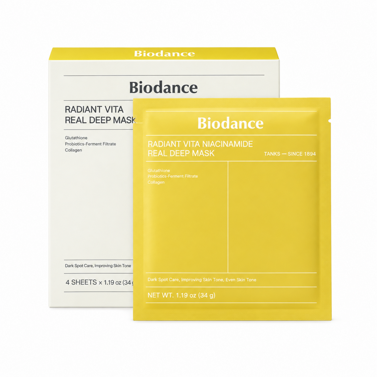 Biodance Radiant Vita-C Real Deep Mask 4 Sheets Pack