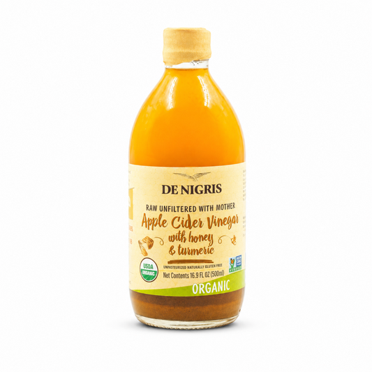 De Nigris Organic Vinegar, Apple Cider Honey Turmeric 500m