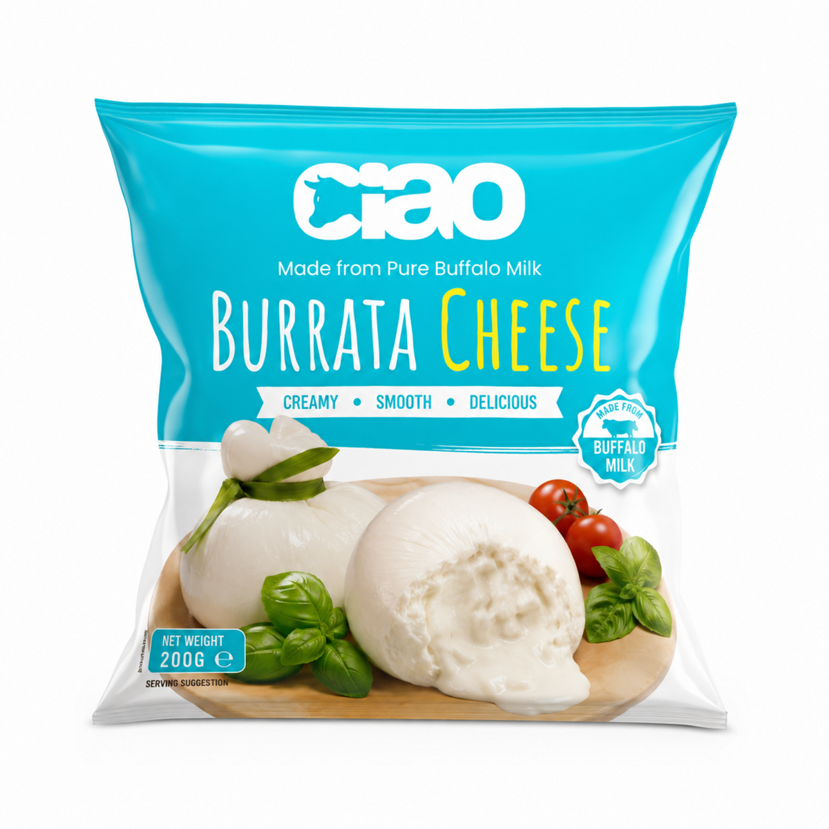 Ciao Burrata Cheese Buffalo Milk 200Gm Packaging