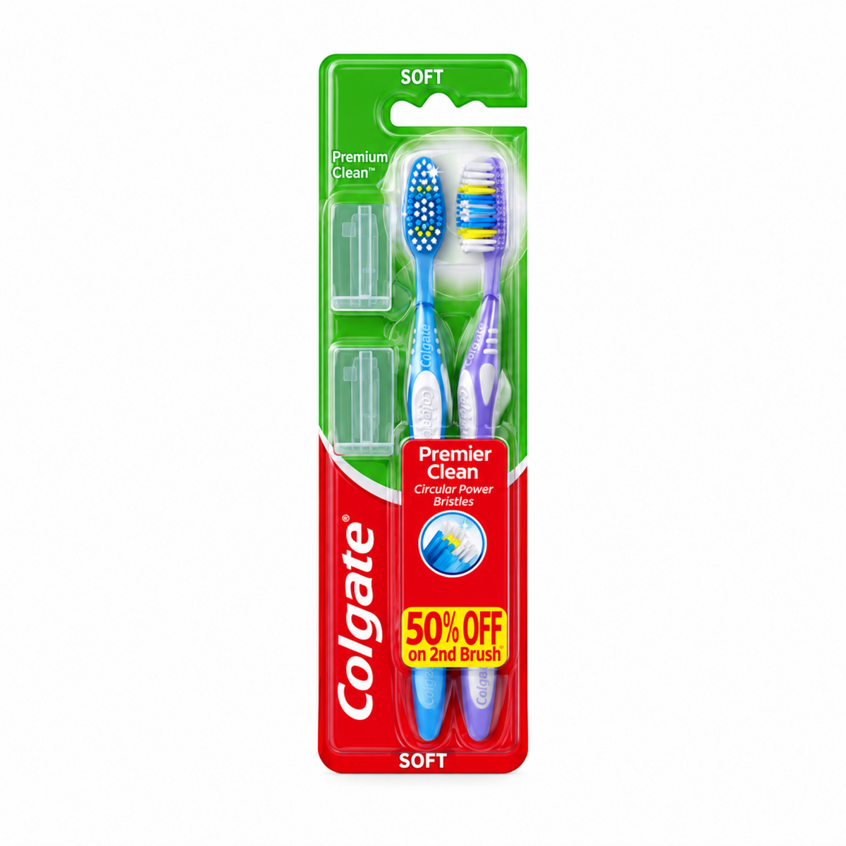 Colgate Premier Clean Twin Pack Soft Toothbrush