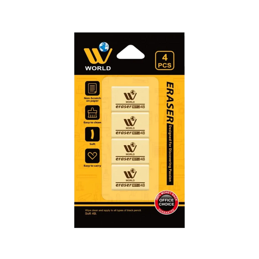 WBM Erasers 4P Yellow 9511-3C