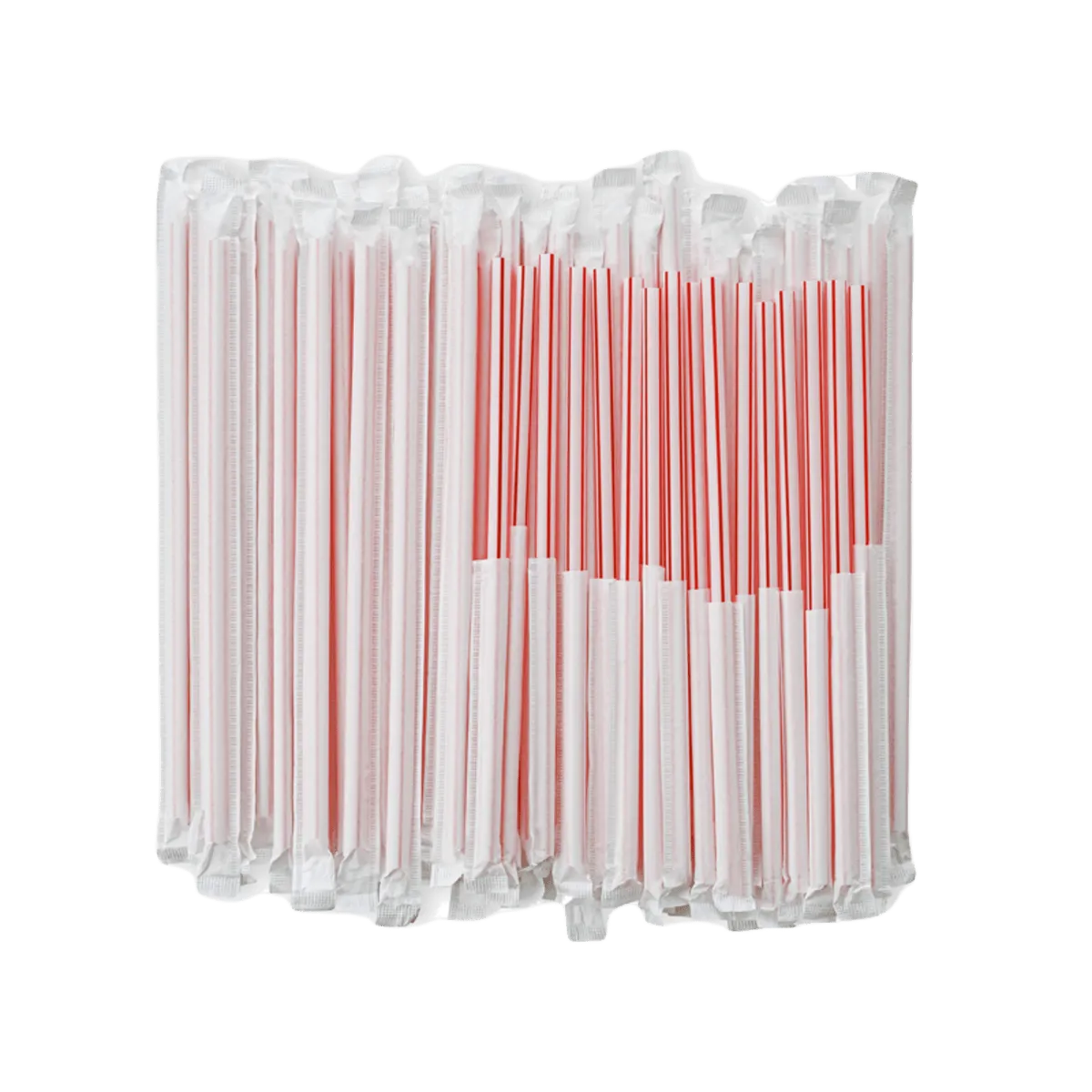 Plastic Straight Straw 8MM White W/ Stripes 500s