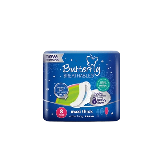 Butterfly Sanitary Napkins Breathables Maxi Thick Extra Long 8Pcs