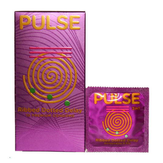 Pulse Ribbed Dotted Delay Condoms - 10 Pack