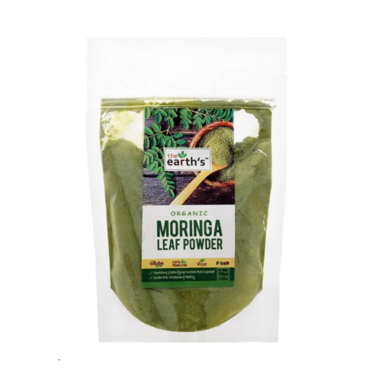 Earth's Organic Moringa Leaf Powder Pouch - 100g