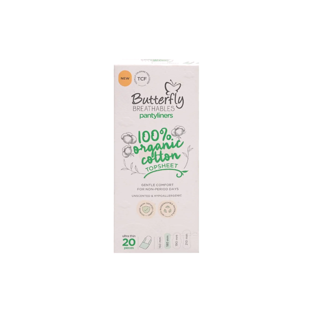 Butterfly Breathables Panty Liners Organic Cotton 20Pcs