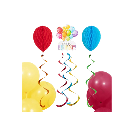 Happy Birthday Hanging Decoration Paper Balloons 3/ct