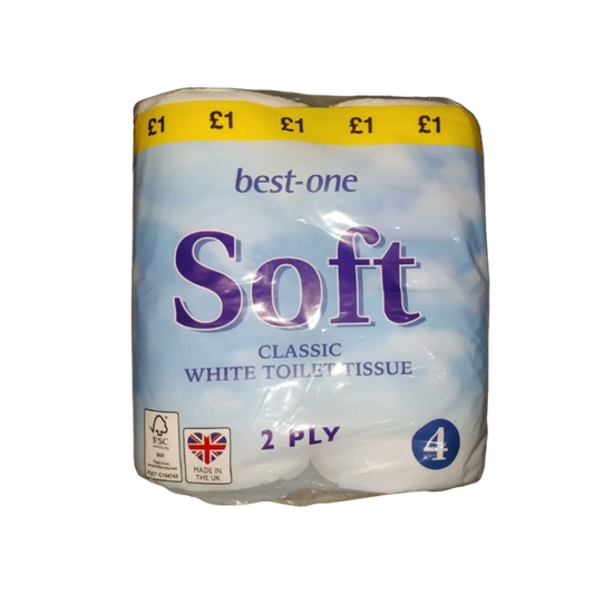 Best-One Soft Classic White Toilet Tissue 2 Ply 4Roll