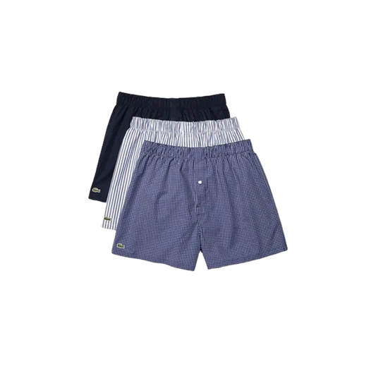 The Collection 3 Pack Navy Striped And Checked Woven Boxers