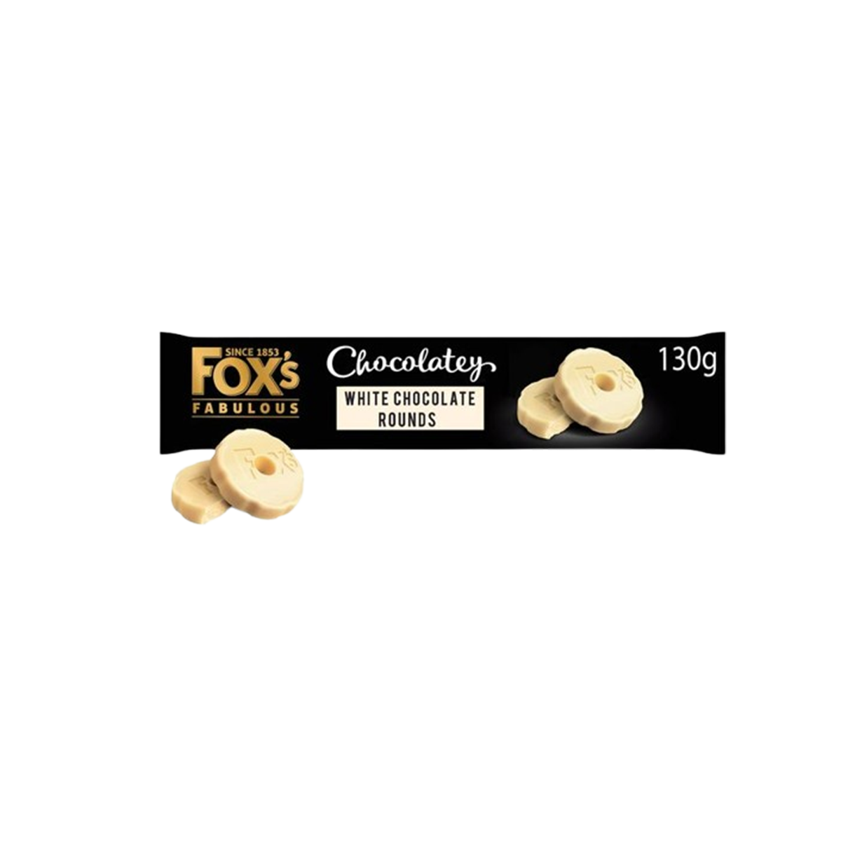Fox Chocolatey Rounds Biscuits White Chocolate 130G