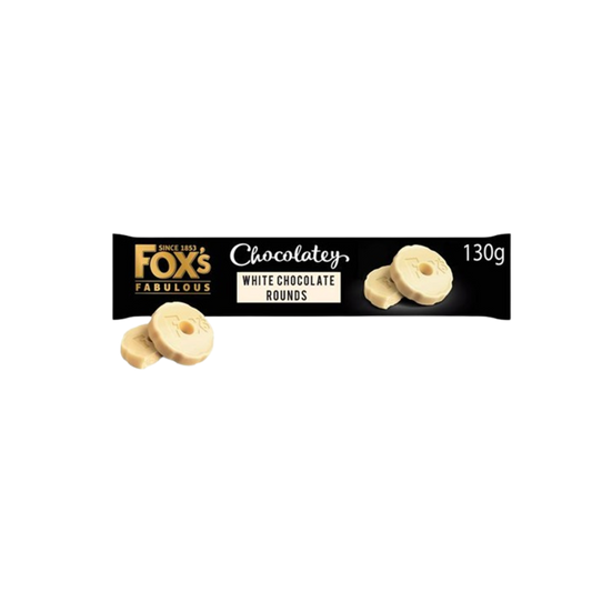 Fox Chocolatey Rounds Biscuits White Chocolate 130G