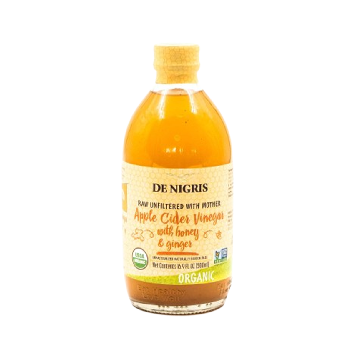 De Nigris Organic Vinegar, Apple Cider Honey Ginger 500ml