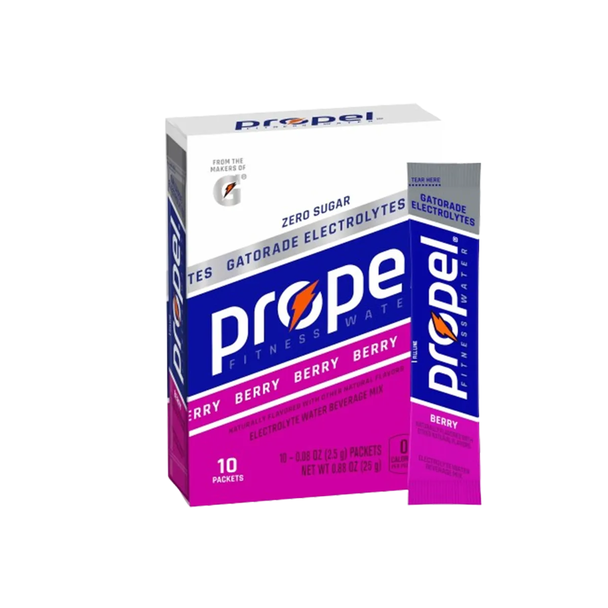 Propel Berry Enhanced Water Drink Mix Powder With Electrolytes, Vitamins and No Sugar, 0.08 oz, 10 Pack