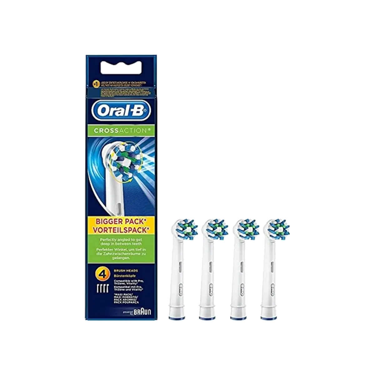 Oral-B CrossAction Power Toothbrush Refill Heads 4s