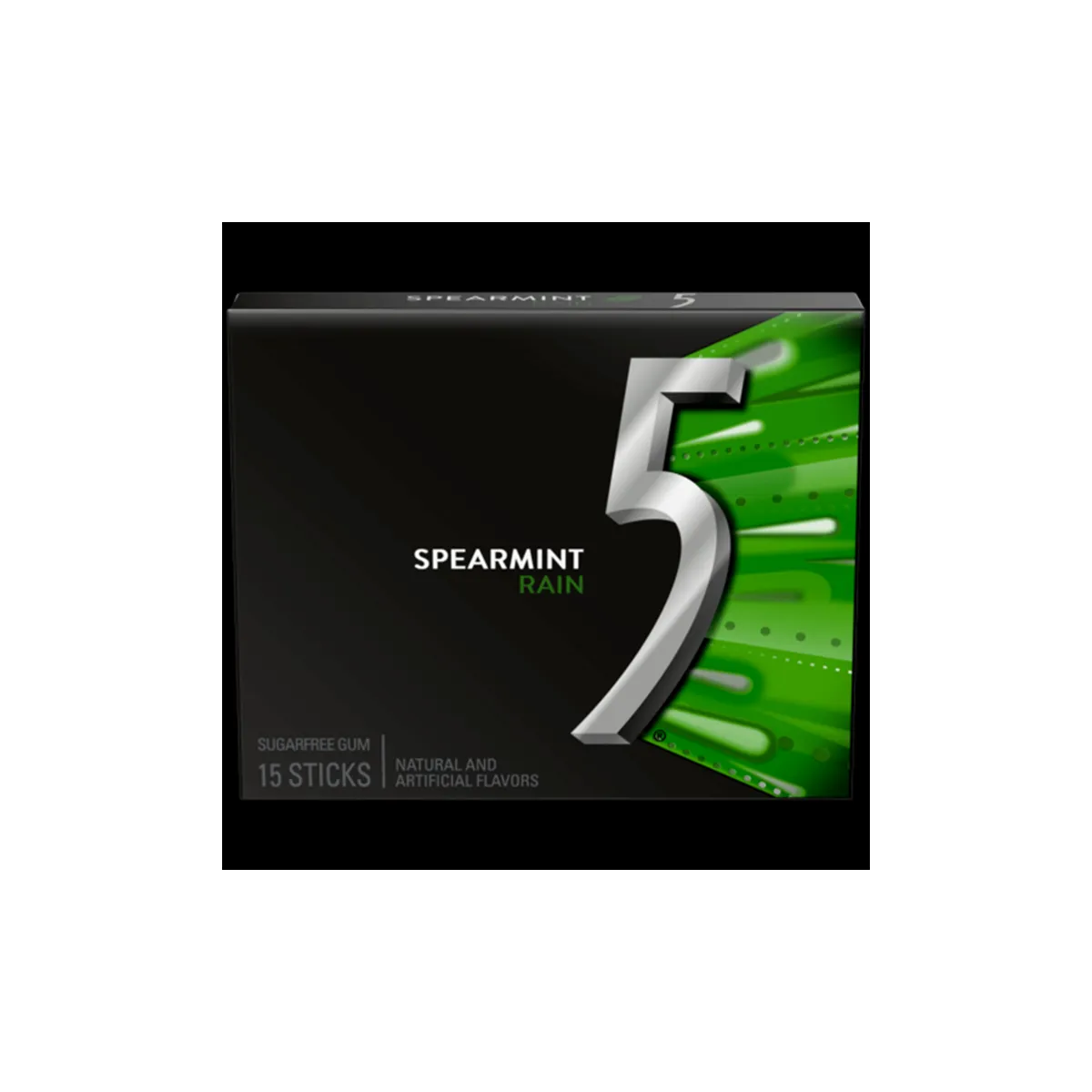 5 Gum Spearmint Rain Sugar Free Chewing Gum Bulk, 15 Stick Box