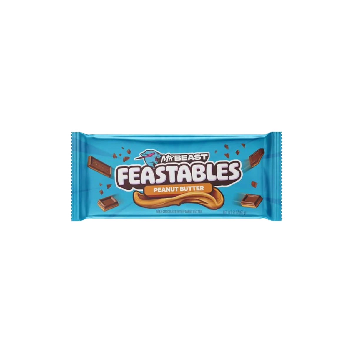 Feastables MrBeast Peanut Butter Milk Chocolate Bar, 2.1 oz (60g), 1 Count