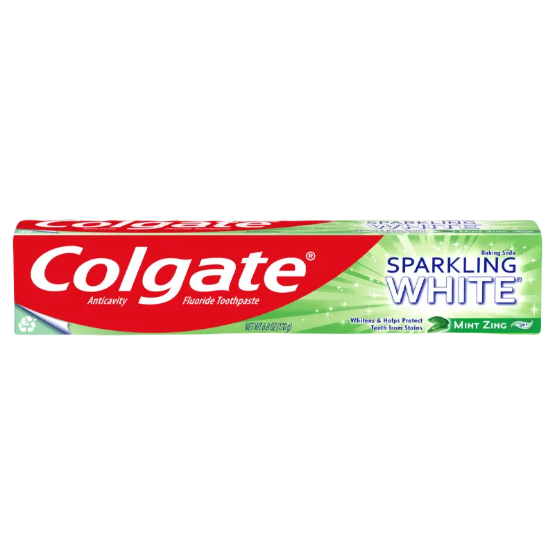 Colgate Toothpaste Sparkling White With Baking Soda Mint Zing Gel